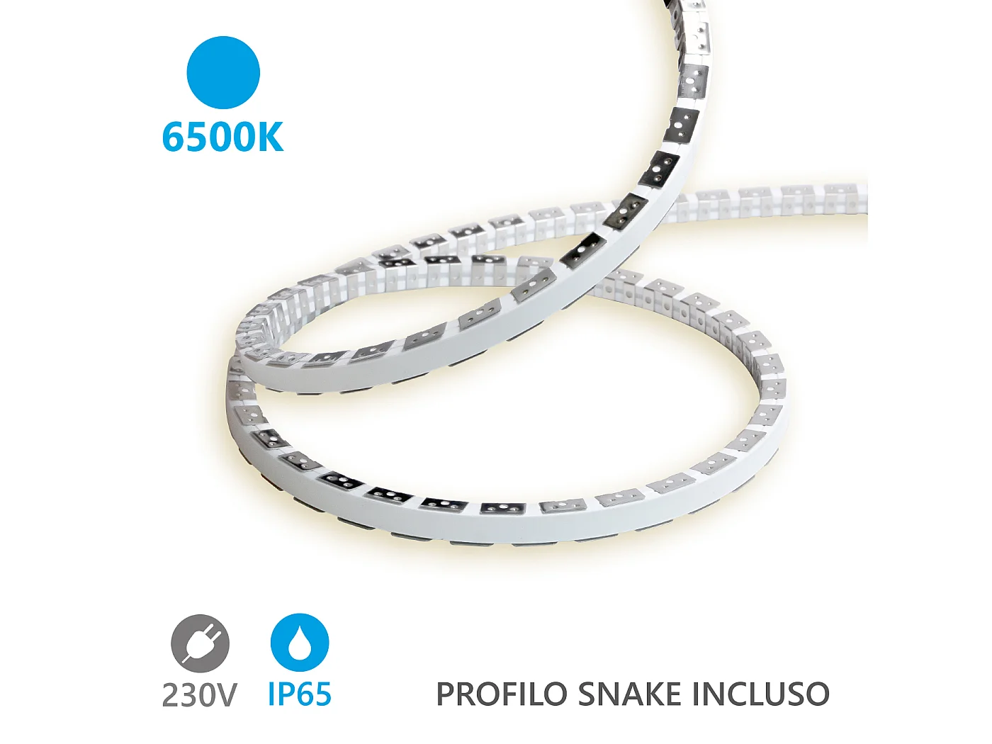 Alcapower Taśma LED Snake Flex 5m IP65 12W/m 6500K 120 LED/m, Zasilanie 230V AC, Silikonowa osłona, Wysoka elastyczność i wytrzymałość 5014002