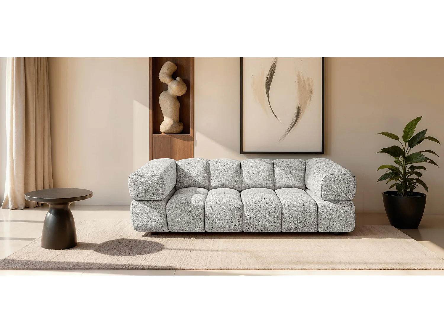 Elegancki 3-osobowy Beżowy Sofa z Tkaniny Bouclé 240cm - ALVERO 3S Design Bubble 4928210 - obrazek 1