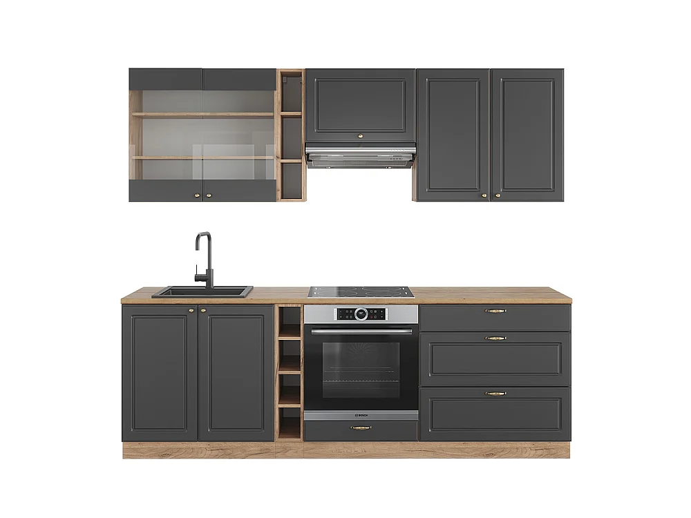 Aneks kuchenny anthracite country house/gold kraft oak 235x46x81.6 fame-line 4780955 - obrazek 1