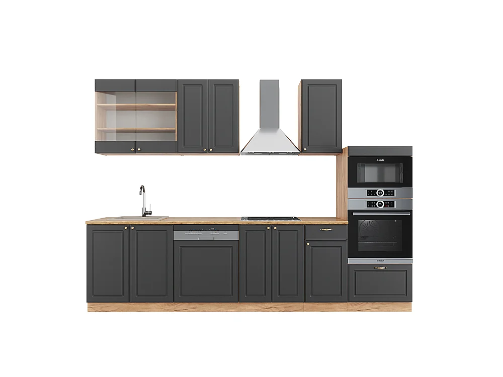 Aneks kuchenny anthracite country house/gold kraft oak 300x46x81.6 fame-line 4780288 - obrazek 1