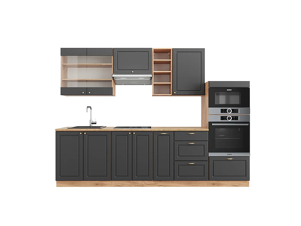 Aneks kuchenny anthracite country house/gold kraft oak 280x46x81.6 fame-line 4781052 - obrazek 1