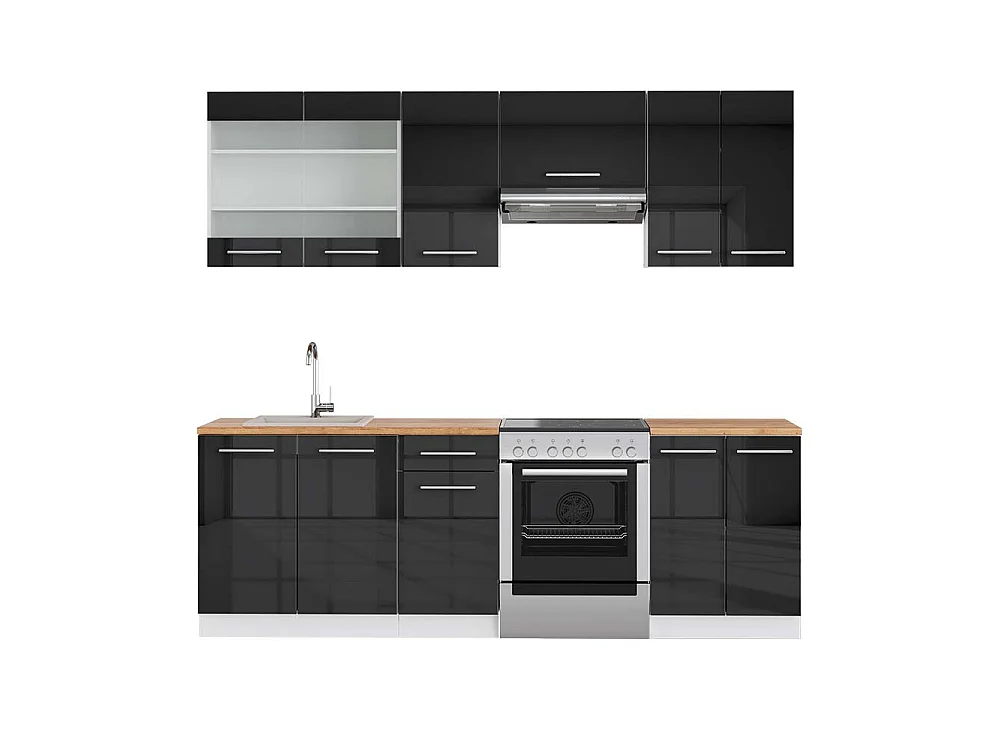 Aneks kuchenny antracytowy wysoki połysk/biały 240x60x81.6 fame-line 4781173 - obrazek 1
