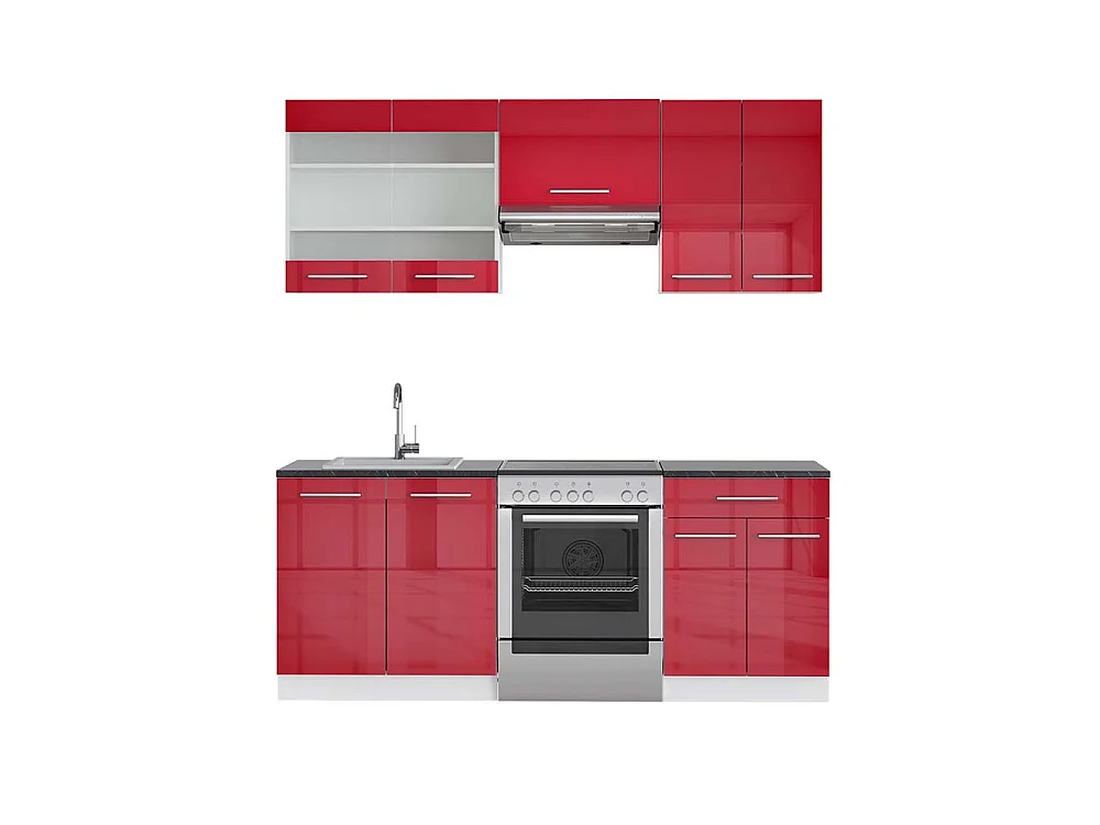 Aneks kuchenny bordowy wysoki połysk/biały 200x60x81.6 fame-line 4779424