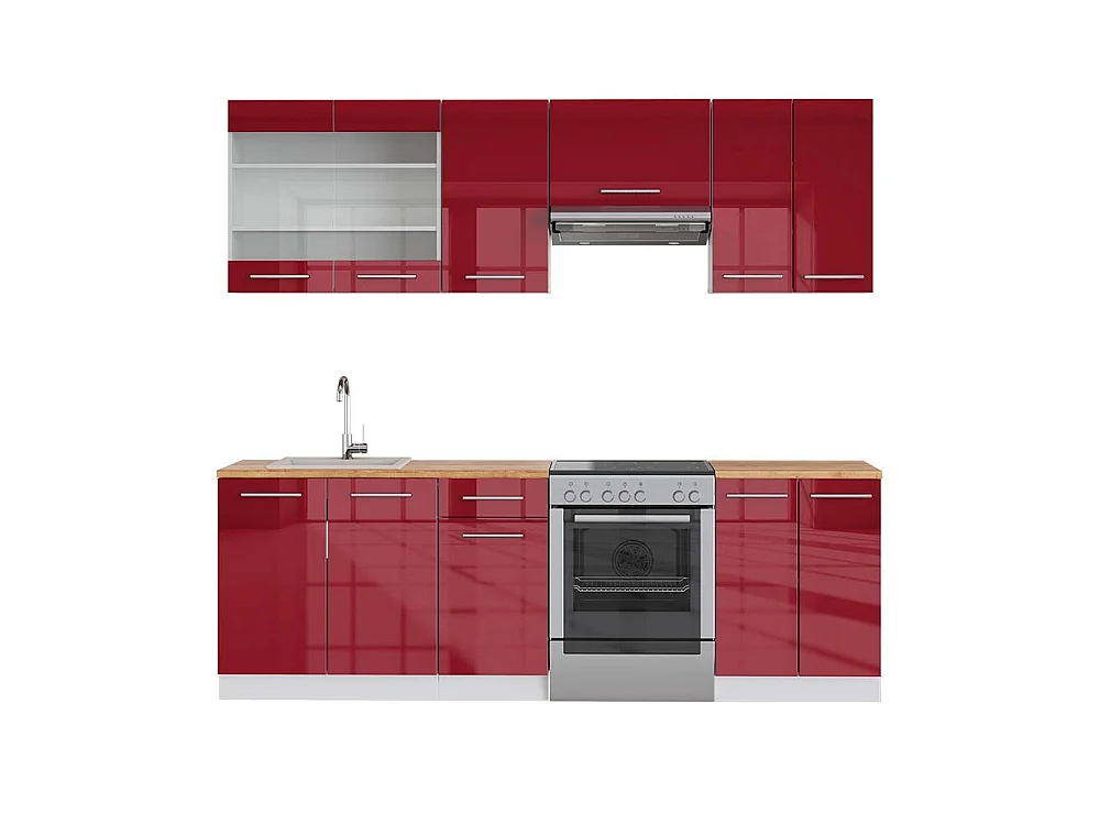 Aneks kuchenny bordowy wysoki połysk/biały 240x60x81.6 fame-line 4779514