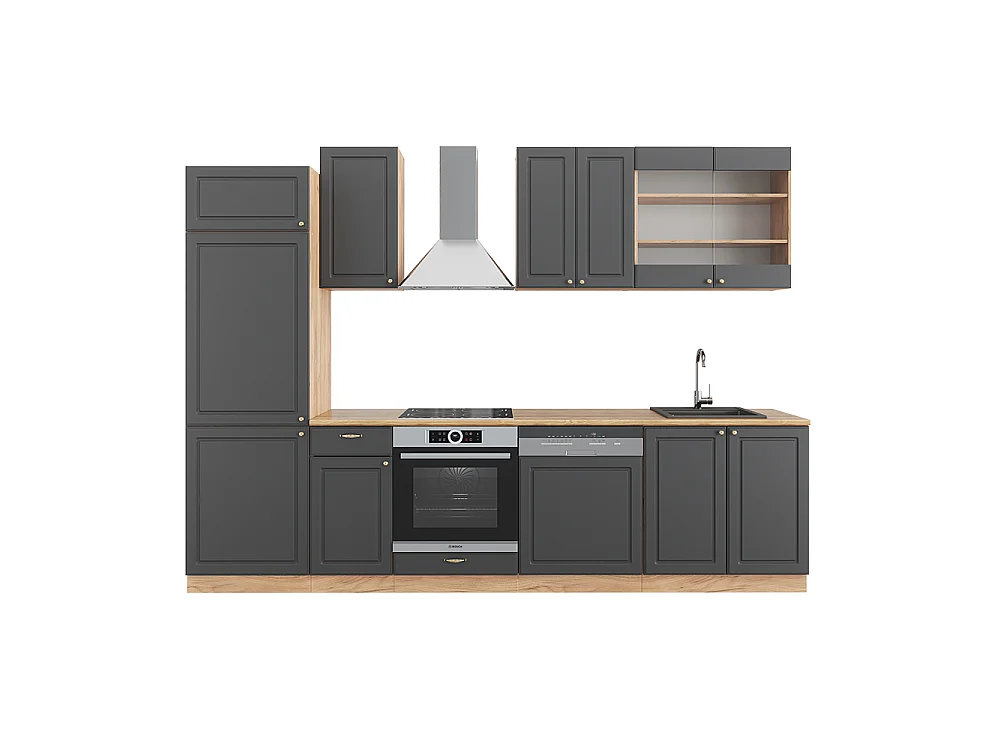 Aneks kuchenny anthracite country house/gold kraft oak 300x60x81.6 fame-line 4779429 - obrazek 1