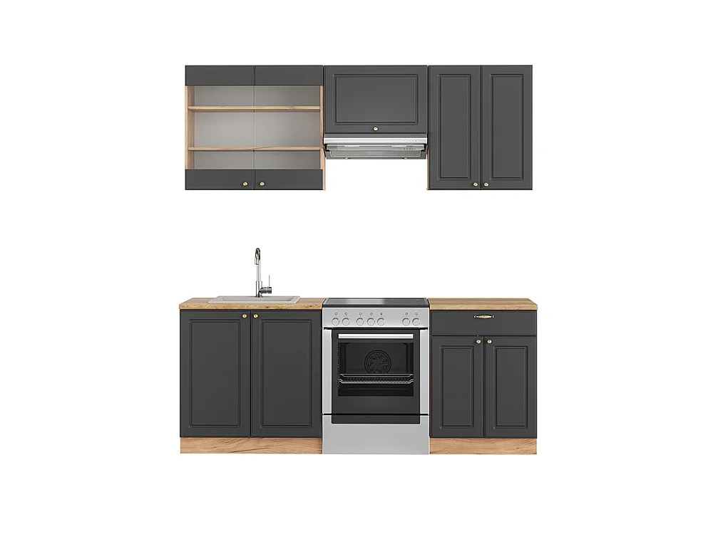 Aneks kuchenny anthracite country house/gold kraft oak 200x60x81.6 fame-line 4780098 - obrazek 1