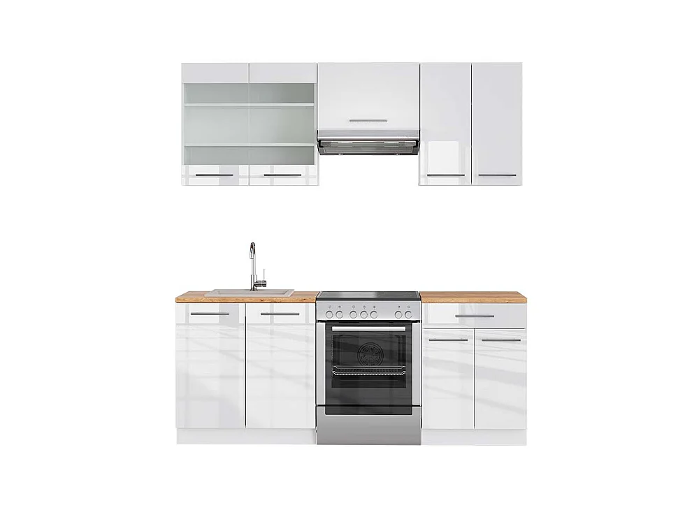 Aneks kuchenny biały wysoki połysk/biały 200x60x81.6 fame-line 4780264 - obrazek 1