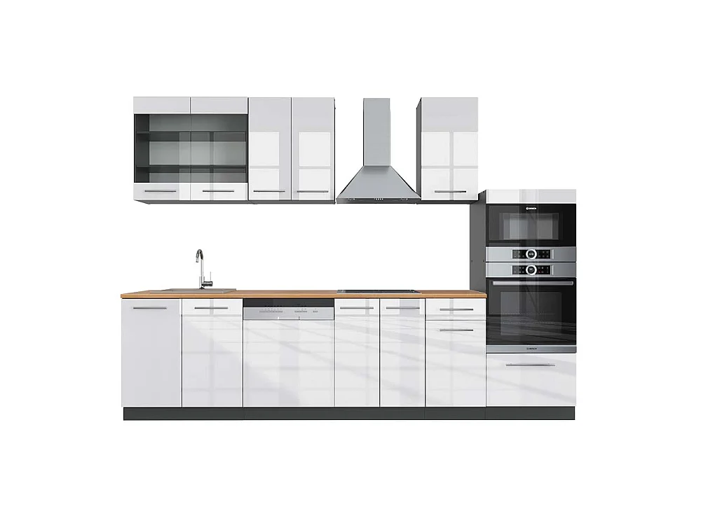 Aneks kuchenny biały wysoki połysk/antracyt 300x60x81.6 fame-line 4779821 - obrazek 1