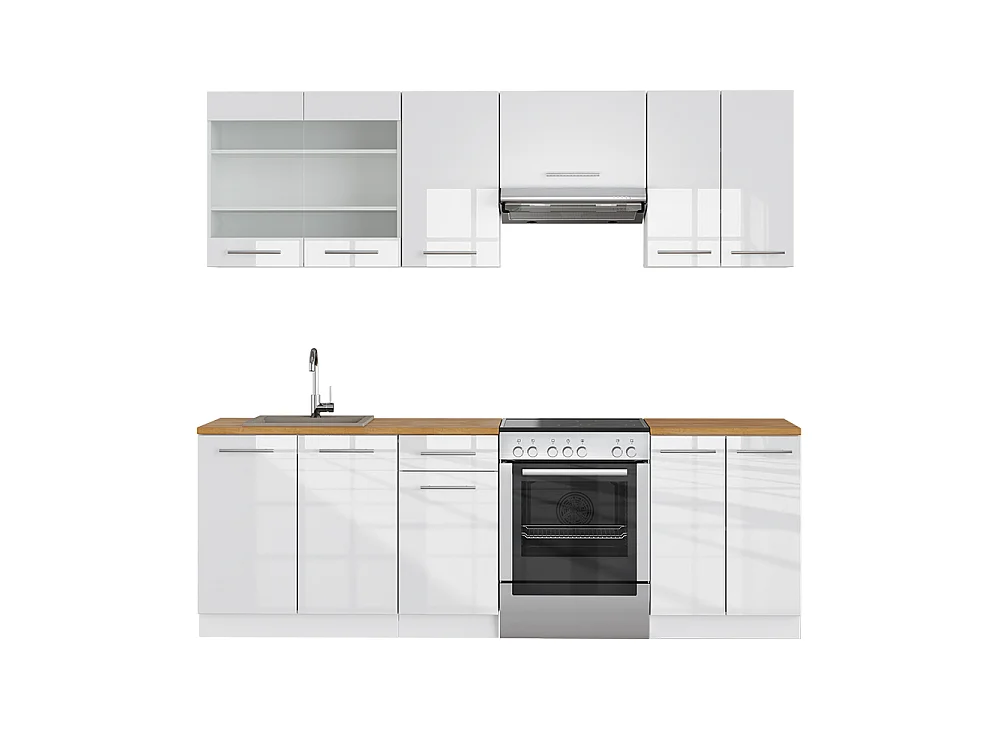 Aneks kuchenny biały wysoki połysk/biały 240x60x81.6 fame-line 4781013 - obrazek 1
