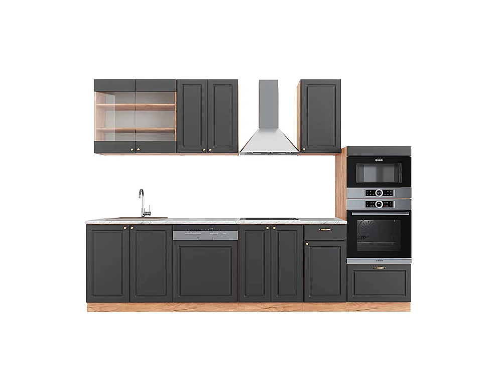 Aneks kuchenny anthracite country house/gold kraft oak 300x60x81.6 fame-line 4780929 - obrazek 1