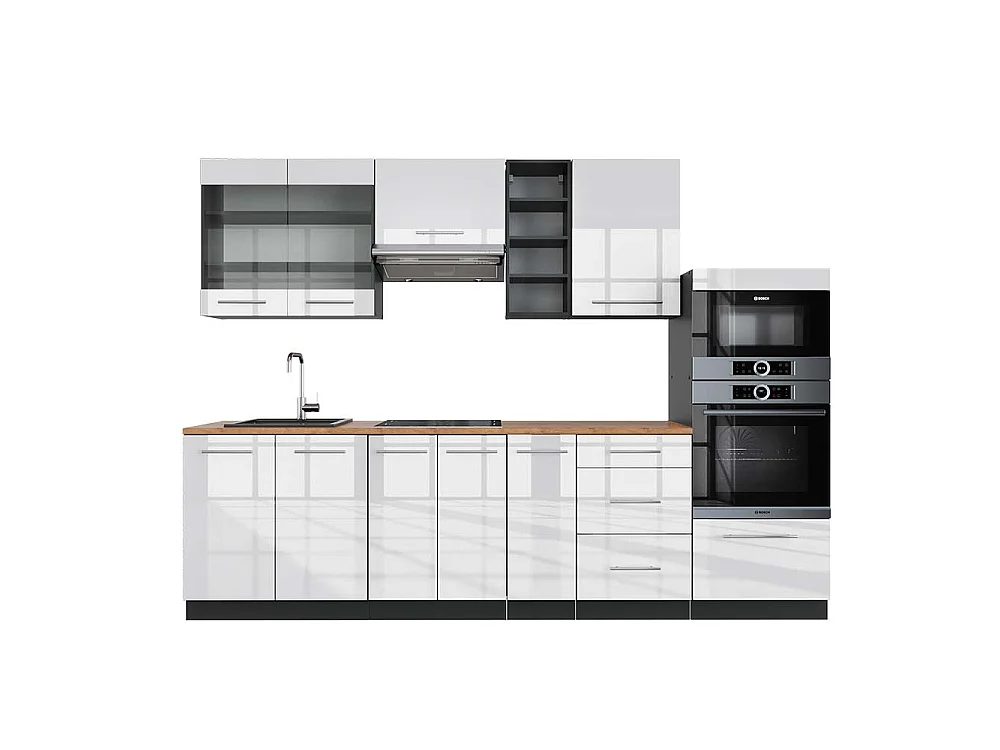 Aneks kuchenny biały wysoki połysk/antracyt 280x60x81.6 fame-line 4781629 - obrazek 1