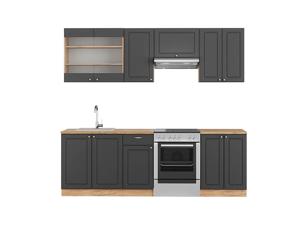 Aneks kuchenny anthracite country house/gold kraft oak 240x60x81.6 fame-line 4782102 - obrazek 1