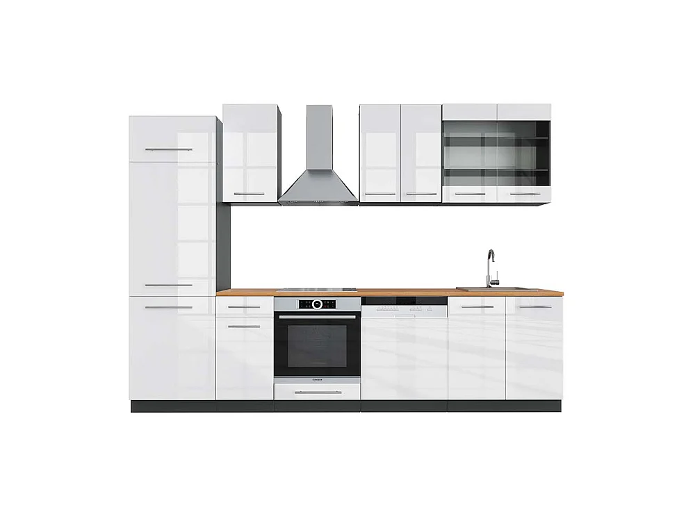 Aneks kuchenny biały wysoki połysk/antracyt 300x60x81.6 fame-line 4781848 - obrazek 1