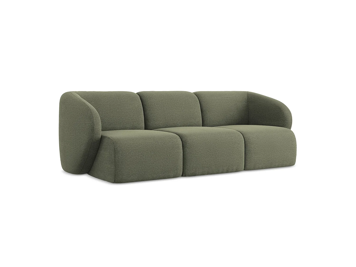 3-osobowa kanapa modułowa – z tkaniny bouclé – oliwkowy – CERVO 4167828