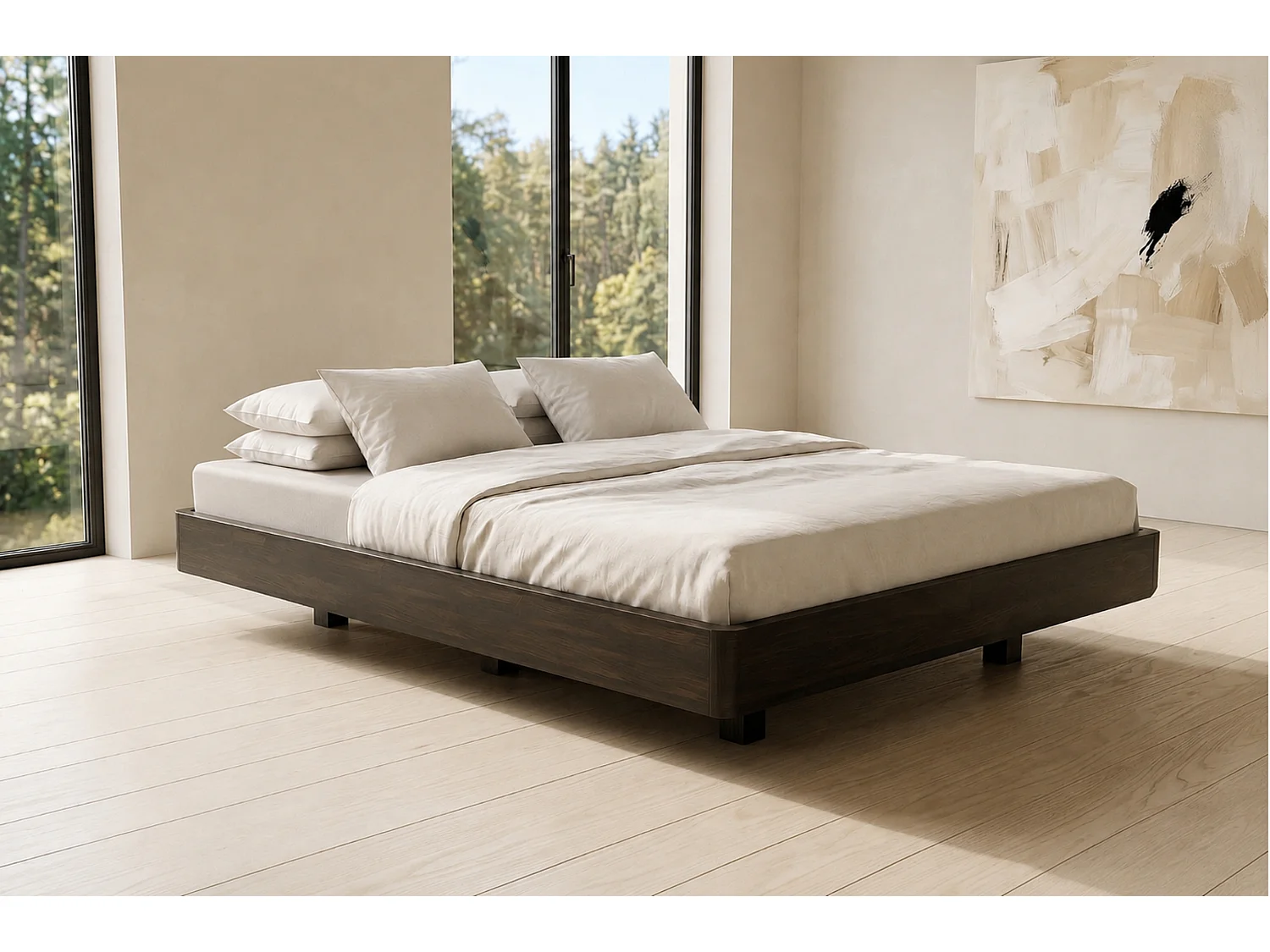 Łóżko lewitujące drewniane bukowe Visby LENA FLAT bez szafek / 140x200 cm, kolor palisander 5029405 - obrazek 1
