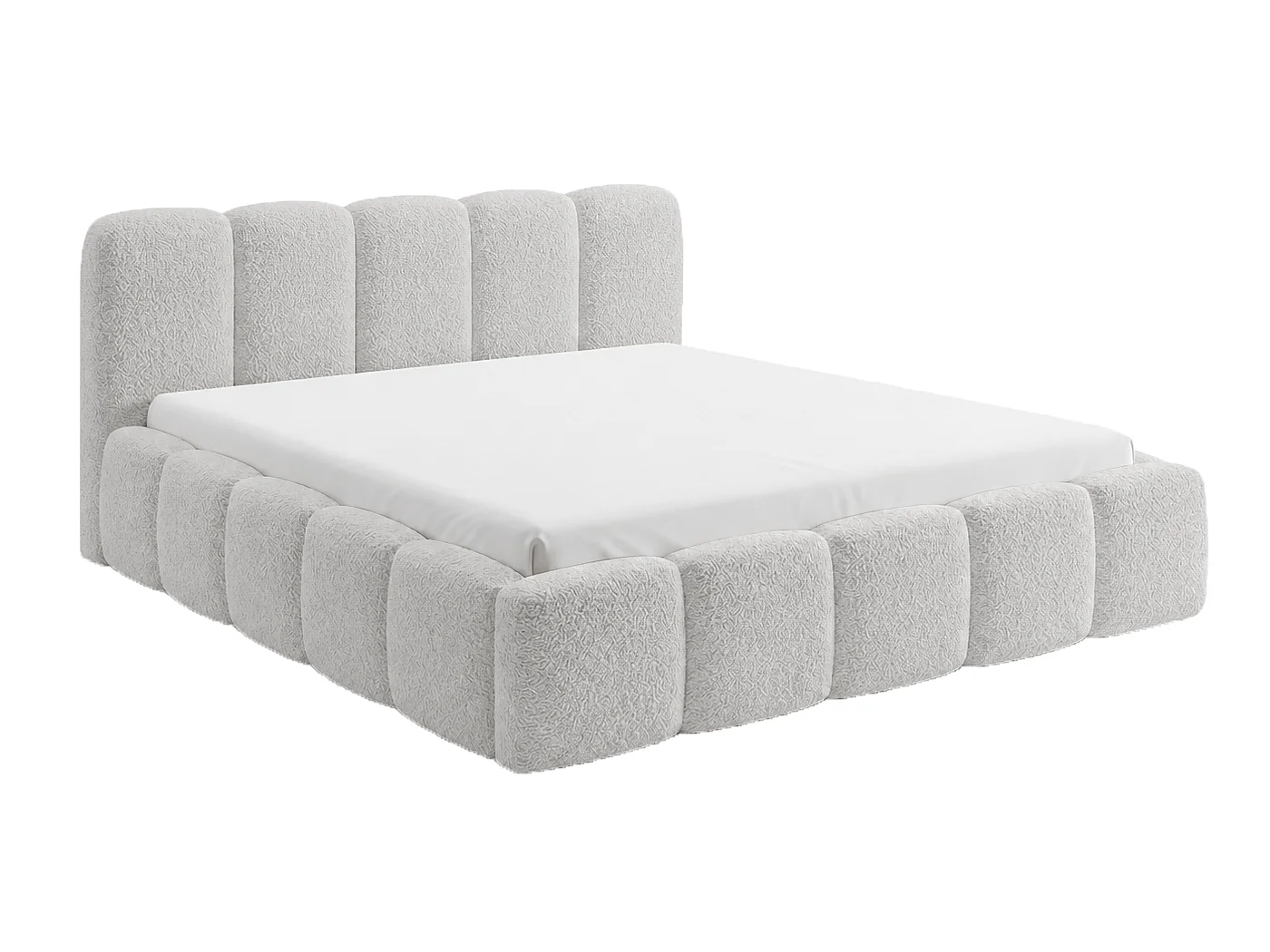 Łóżko chmurka 180x200 Vorello z pojemnikiem, stelaż metalowy - tkanina bouclé, łóżko jasnoszare 5030705 - obrazek 1