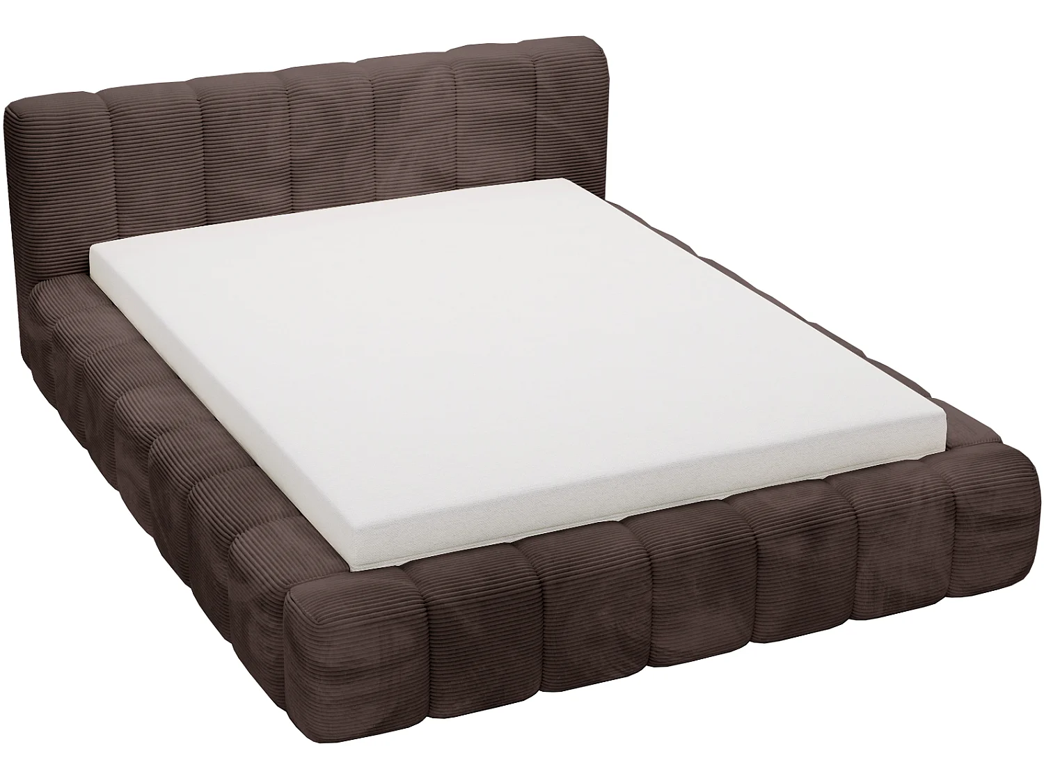 Łóżko dwuosobowe sztruks 140x200 Bolonia - pojemnik i stelaż drewniany, łóżko brązowe 5030698 - obrazek 1
