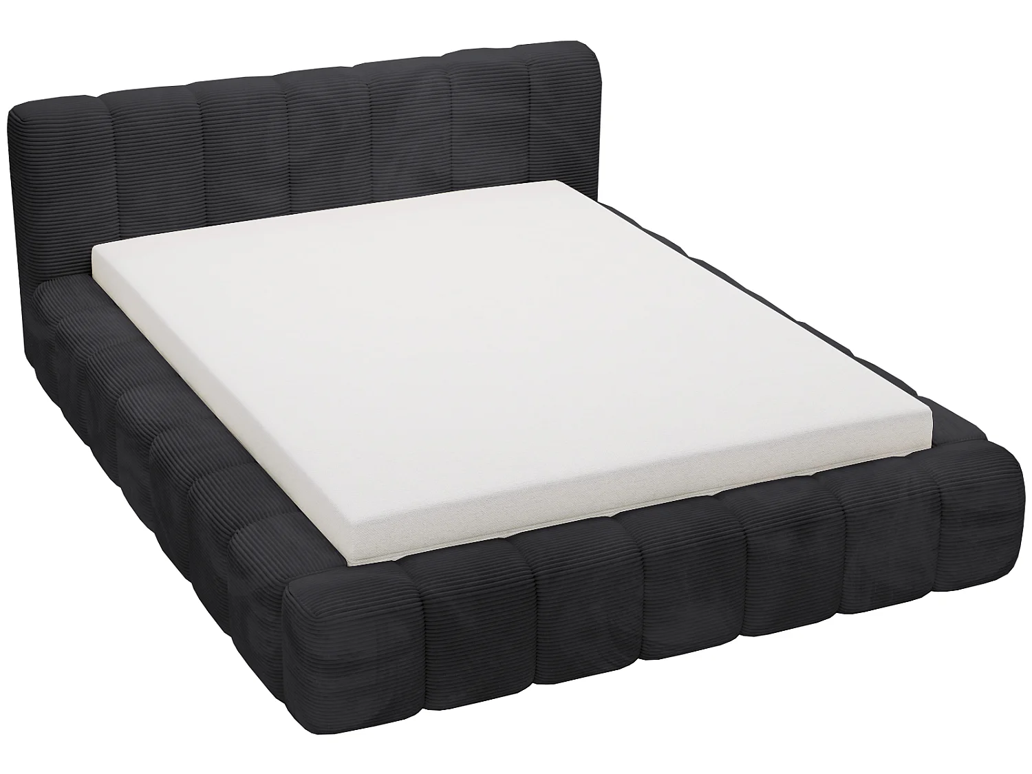 Łóżko dwuosobowe sztruks 160x200 Bolonia - pojemnik i stelaż drewniany, łóżko czarne 5030746 - obrazek 1