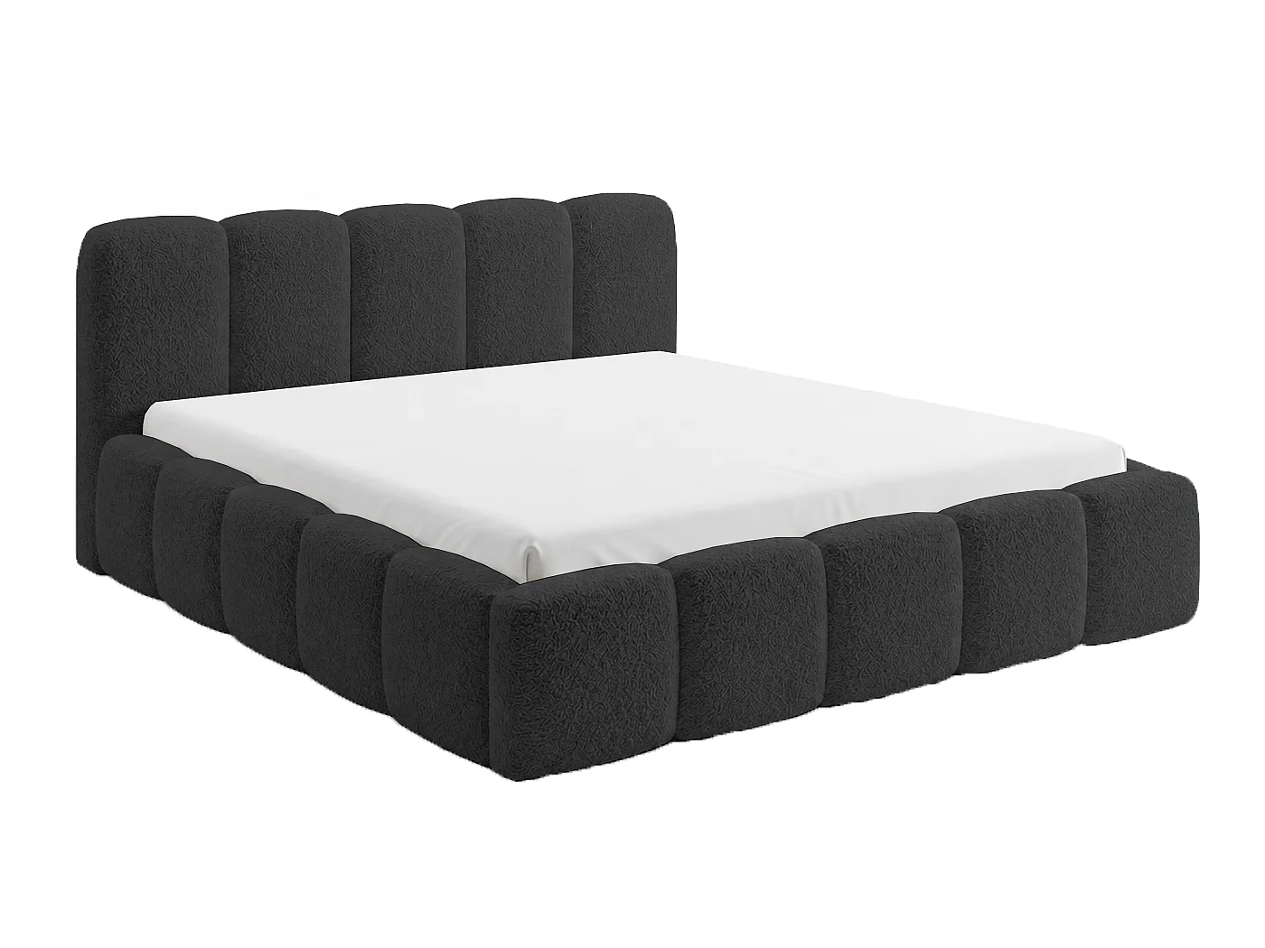 Łóżko chmurka 160x200 Vorello z pojemnikiem, stelaż metalowy - tkanina bouclé, łóżko czarne 5030786 - obrazek 1