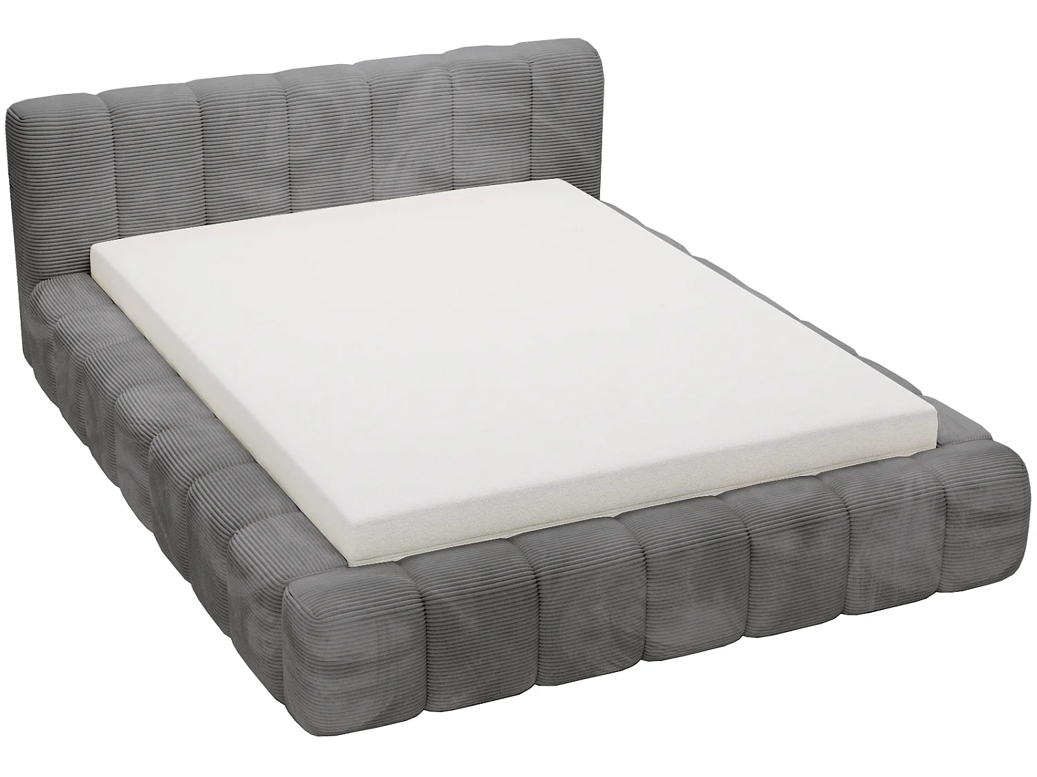 Łóżko dwuosobowe sztruks 180x200 Bolonia - pojemnik i stelaż drewniany, łóżko ciemnoszare 5030789 - obrazek 1