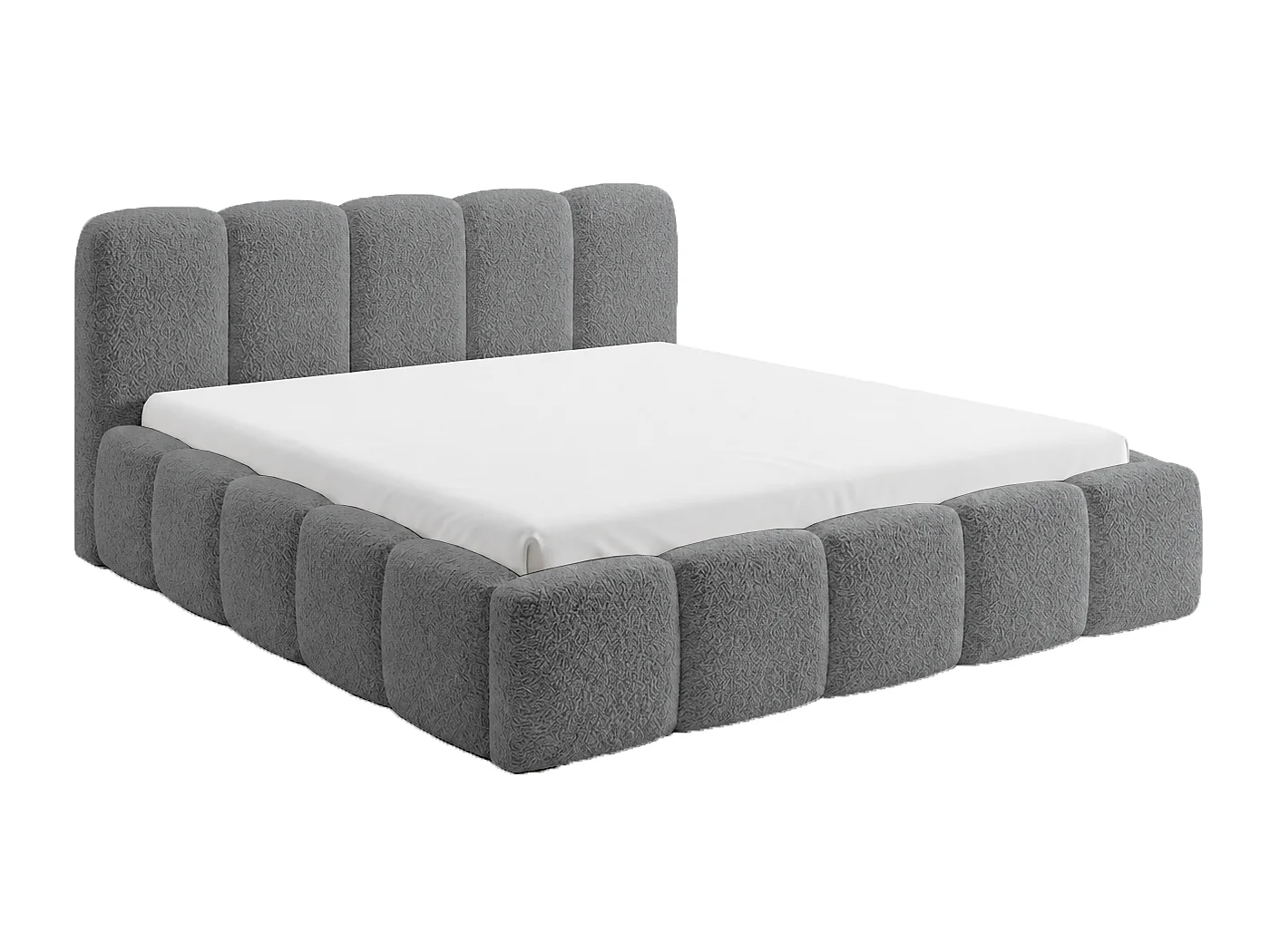 Łóżko chmurka 180x200 Vorello z pojemnikiem, stelaż metalowy - tkanina bouclé, łóżko szare 5030800 - obrazek 1