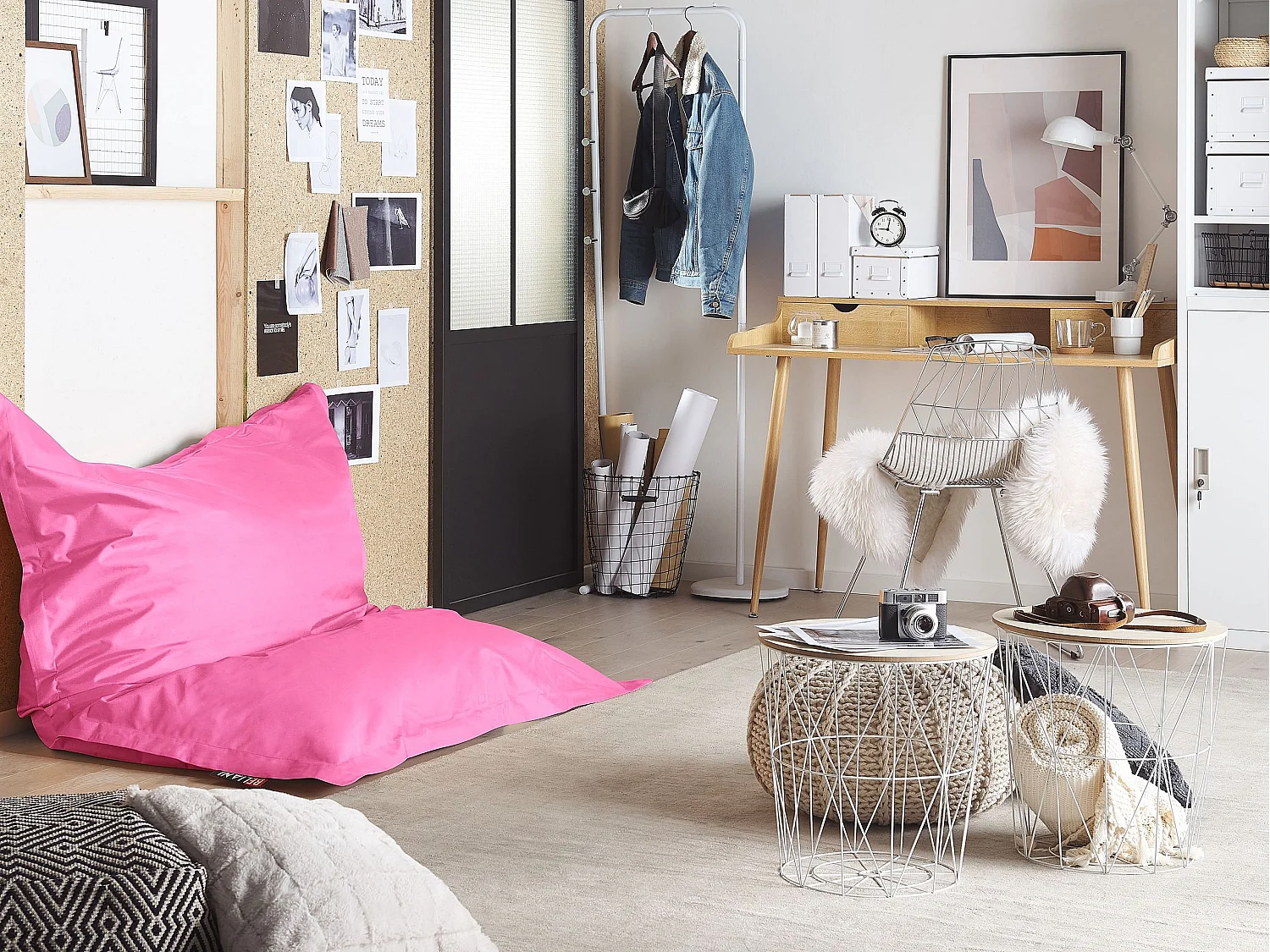 Fotel worek 300 L FUZZY 140 cm 180 cm Fuksja 150331 - obrazek 1