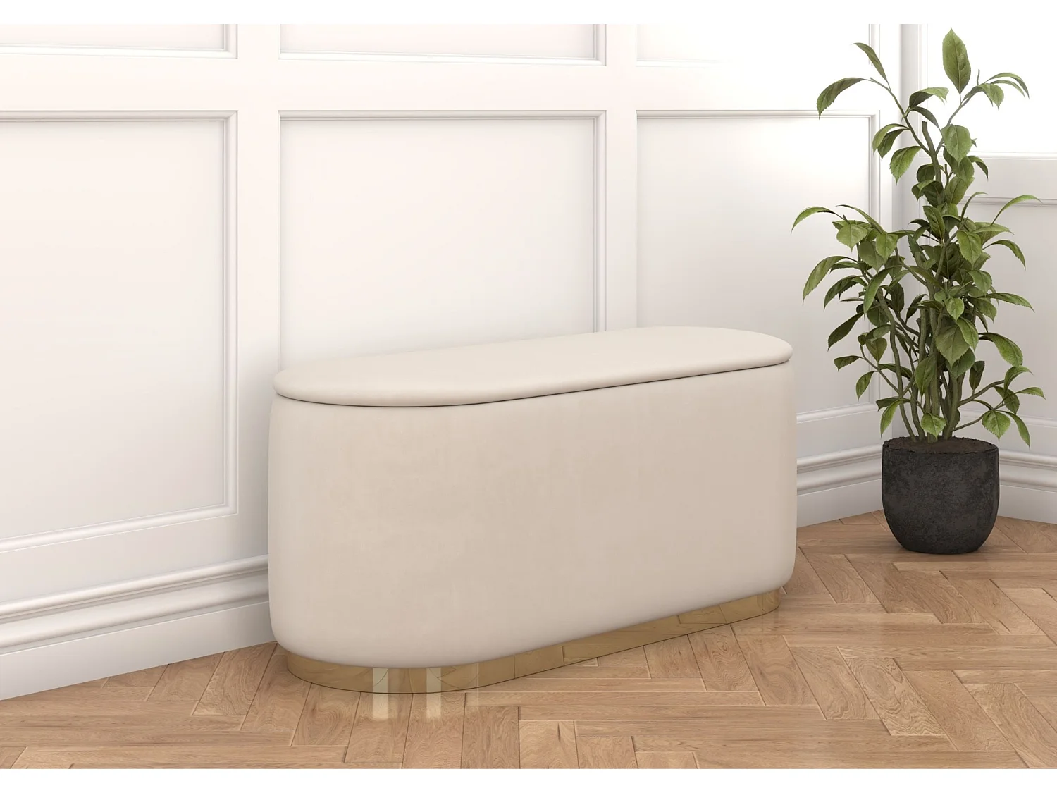 Beżowy owalny puf ze schowkiem Dancan SCARLETT/110 cm 3222754