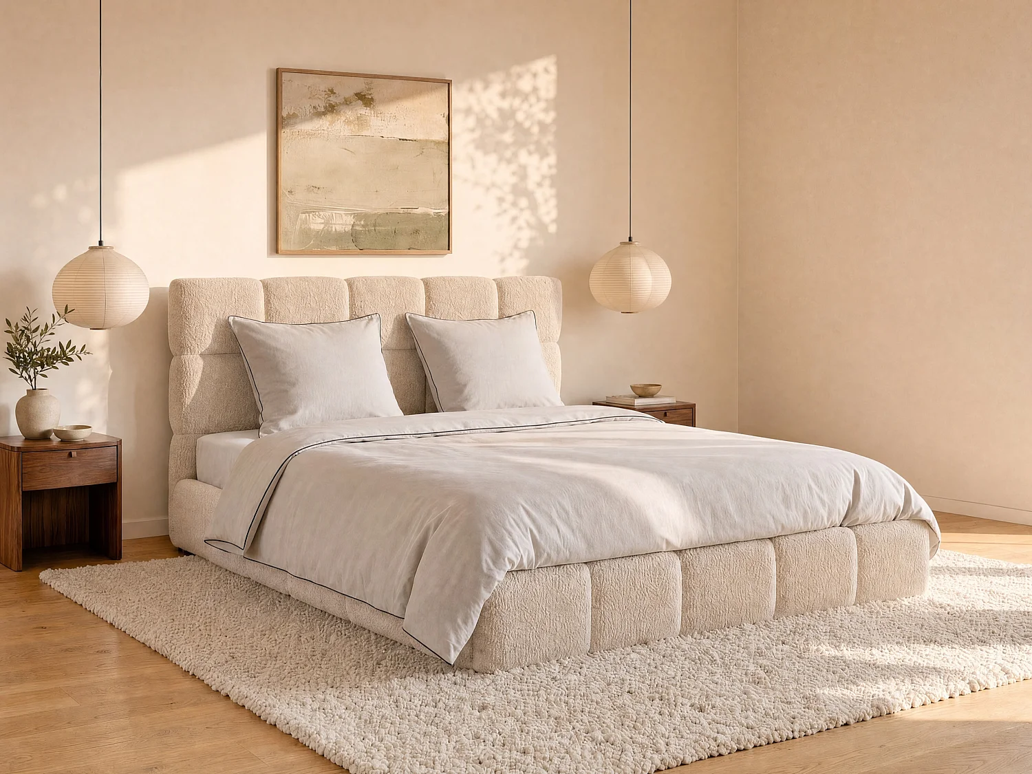 Pościel z perkalu bawełnianego o gęstości 80 nitek/cm² – Poszwa na kołdrę 240 x 260 cm + 2 poszewki na poduszki 63 x 63 cm – Taupe z czarną lamówką – AGAMI od PALACIO 3904227