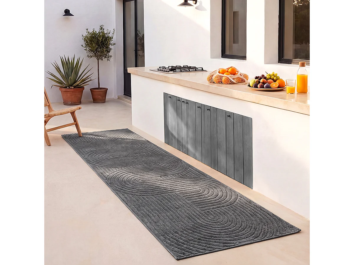 Dywan nowoczesny design boho - Antracyt - 80 x 250 cm - SANTO PLUS 4081112 - obrazek 1