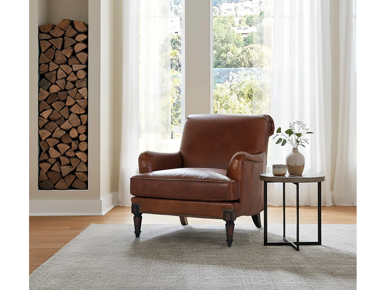 Fotel skórzany 82 cm w stylu klasycznym - 88x82x94 4725488 - obrazek 1