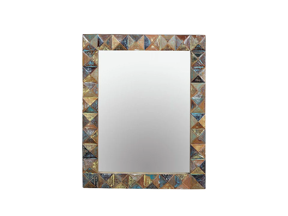 Lustro z drewna z recyklingu, tył z płyty MDF, 80 cm, styl nowoczesny, industrialny, 100x80x4 2955830 - obrazek 1