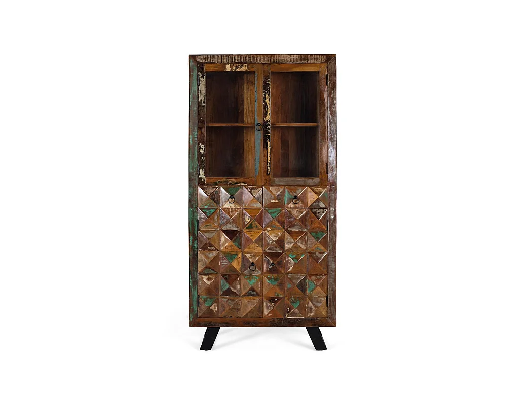 Witryna z drewna z recyklingu, 90 cm, styl nowoczesny, industrialny - 180x90x40 3232796 - obrazek 1