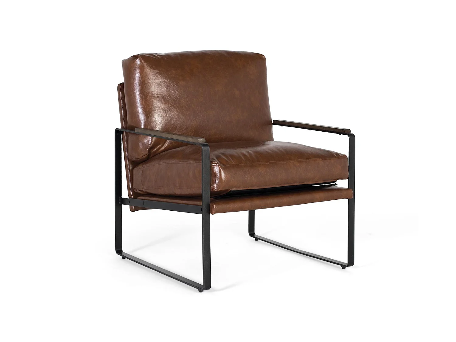 Fotel tapicerowany skórą PU 70 cm w stylu vintage industrialnym - 86x70x80 4532724 - obrazek 1