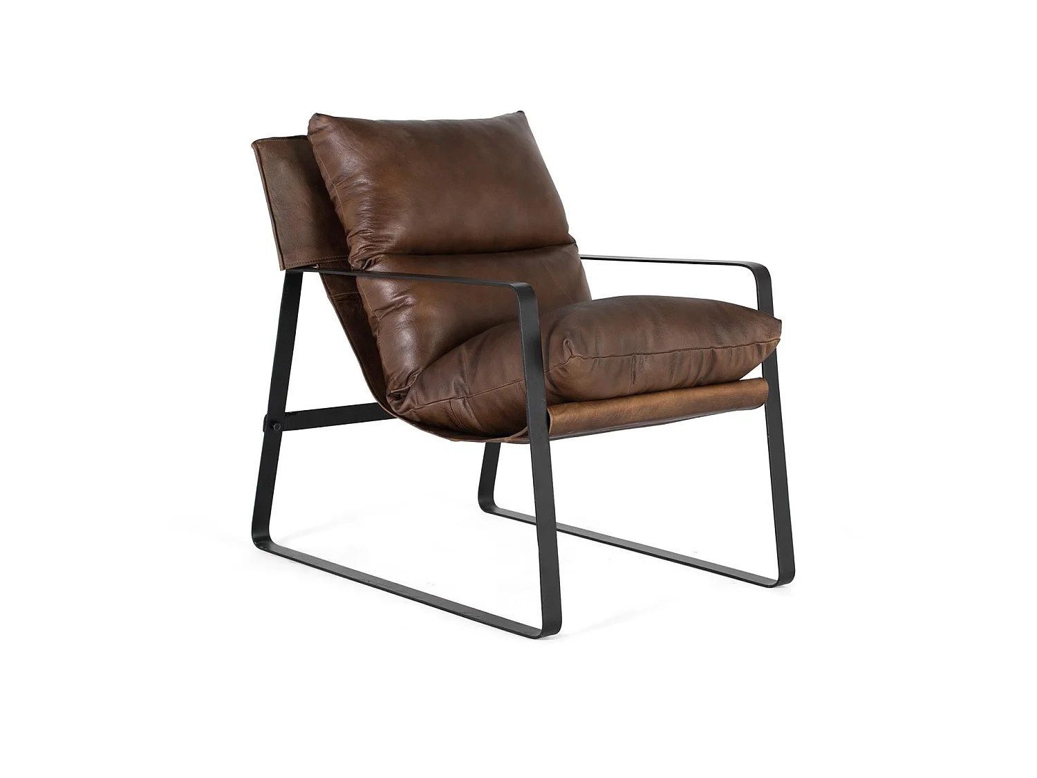 Fotel skórzany 58 cm w stylu industrialnym - 80x58x80 2694657 - obrazek 1
