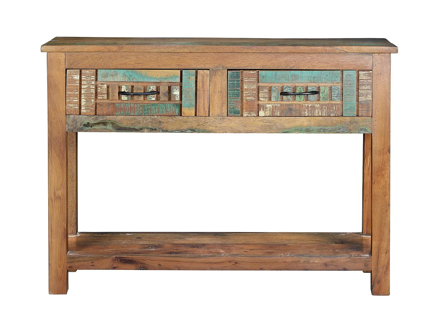 Konsola z drewna z recyklingu, 105 cm, styl vintage industrialny, 76x106x33 2732785 - obrazek 1