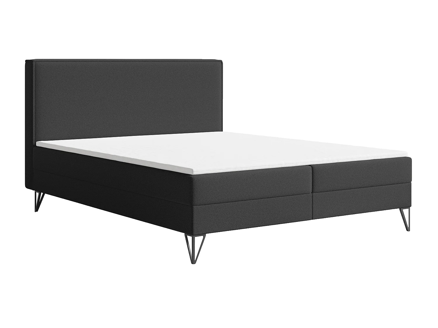 Łóżko kontynentalne bouclé 180x200 Sofia Box - materac H3, pojemnik, topper - czarny 5041674 - obrazek 1