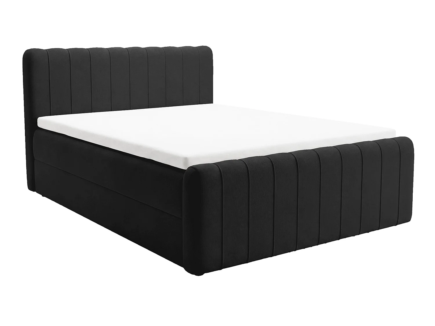 Łóżko dwuosobowe 140x200 Porto Bis z materacem, pojemnikiem - nowoczesne łóżko kontynentalne, czarny 5042449 - obrazek 1