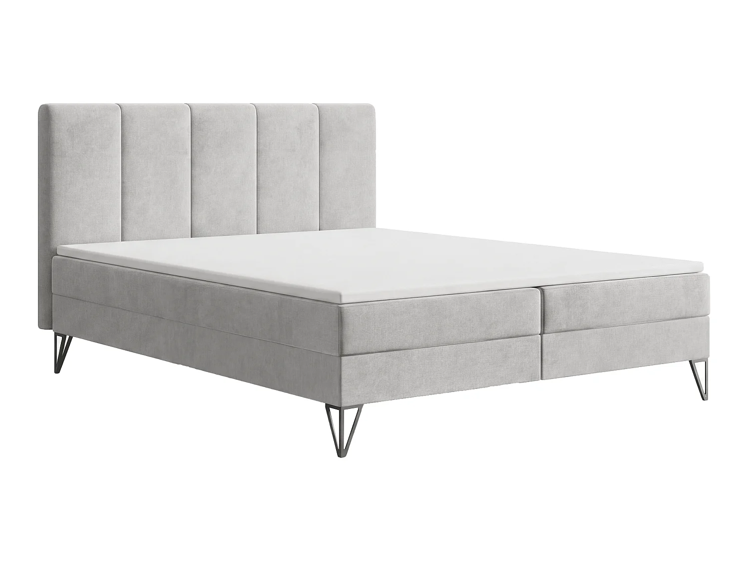 Łóżko kontynentalne z materacem 180x200 Riviera - materac H3, topper, łóżko na nóżkac - jasnoszary 5042456 - obrazek 1
