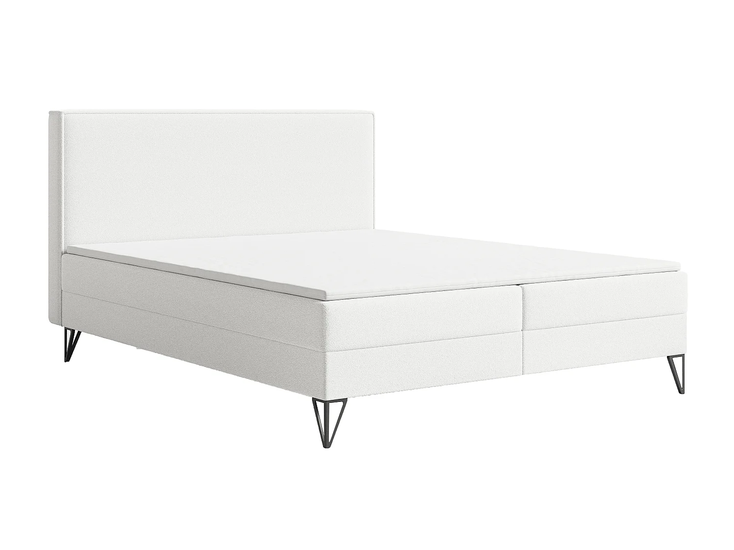 Łóżko kontynentalne bouclé 180x200 Sofia Box - materac H3, pojemnik, topper - kremowy 5042463 - obrazek 1