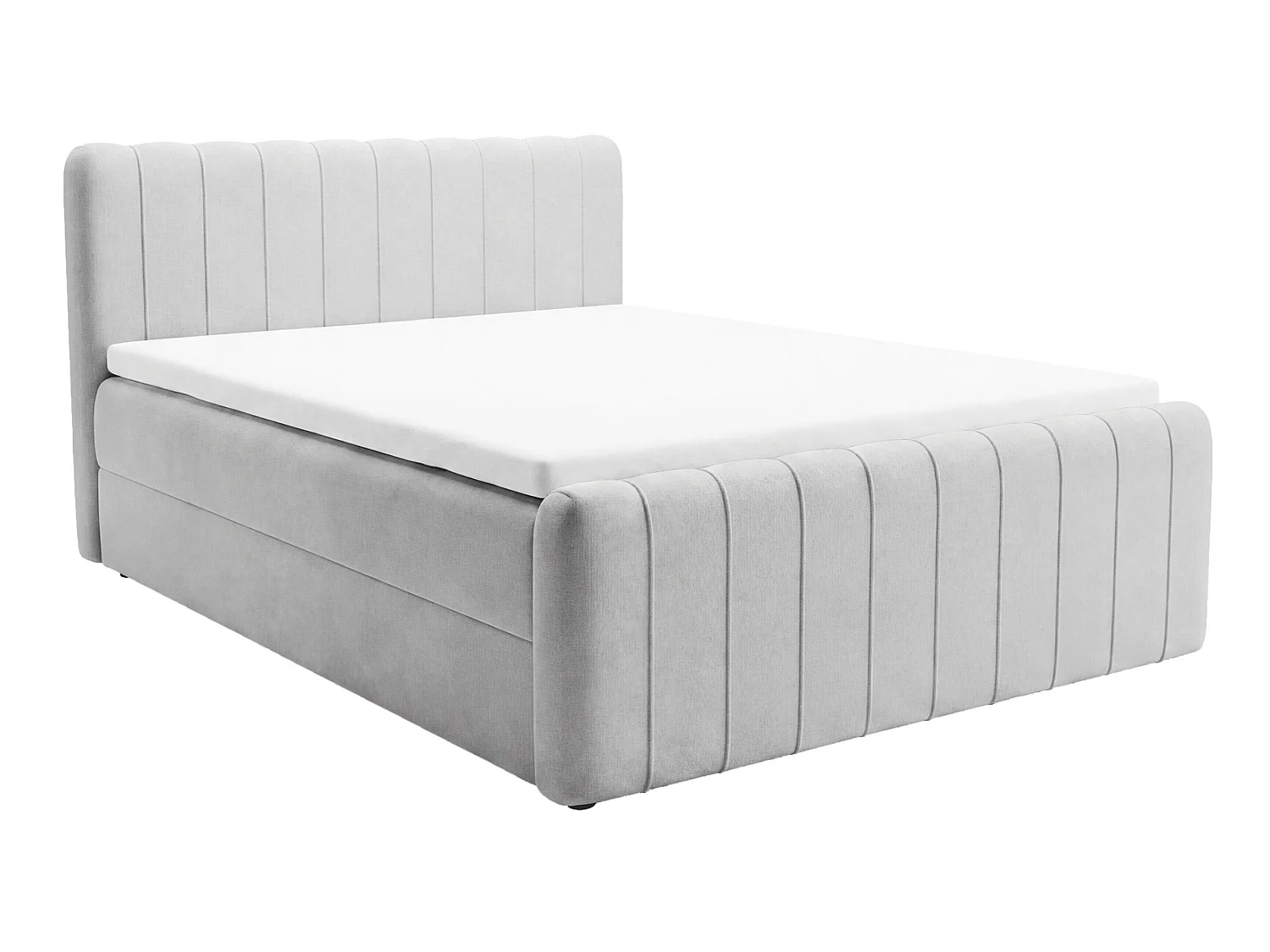 Łóżko dwuosobowe 180x200 Porto Bis z materacem, pojemnikiem - nowoczesne łóżko kontynentalne, jasnoszary 5042469 - obrazek 1