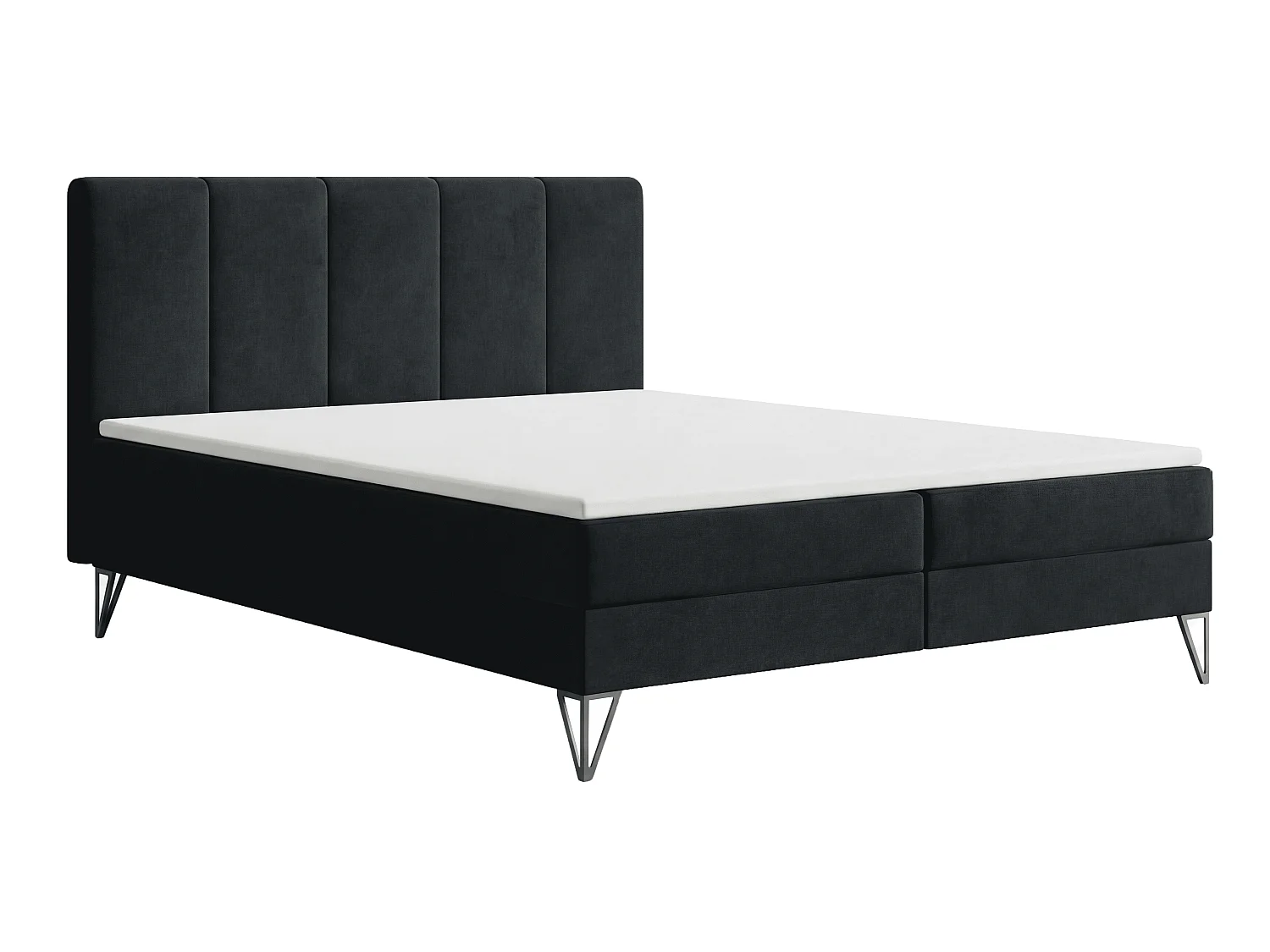 Łóżko kontynentalne z materacem 140x200 Riviera - materac H3, topper, łóżko na nóżkac - czarny 5042481 - obrazek 1