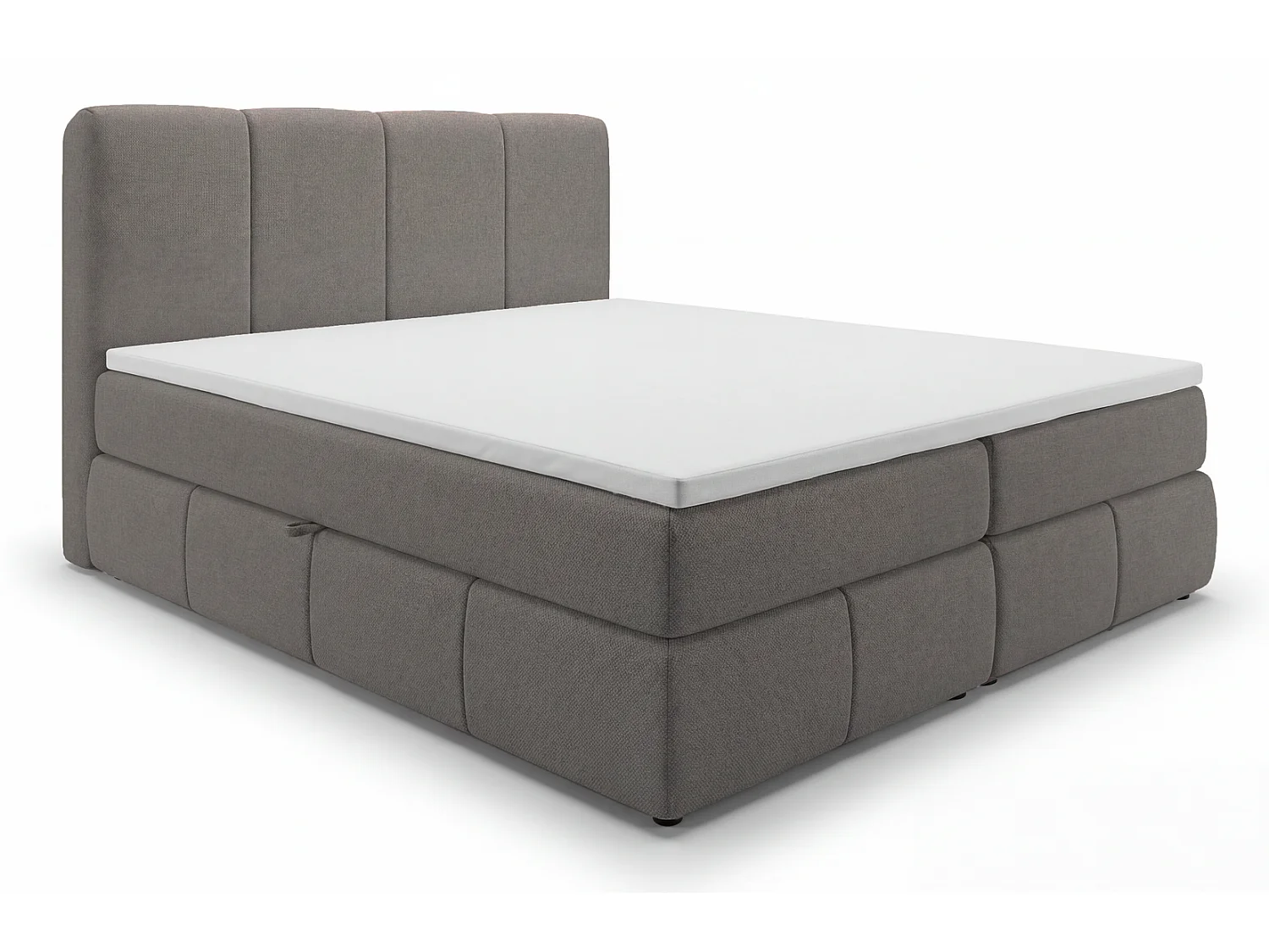 Łóżko kontynentalne 160x200 Sally z pojemnikiem, materac H3, topper - łóżko dwuosobowe, szary 5042487 - obrazek 1