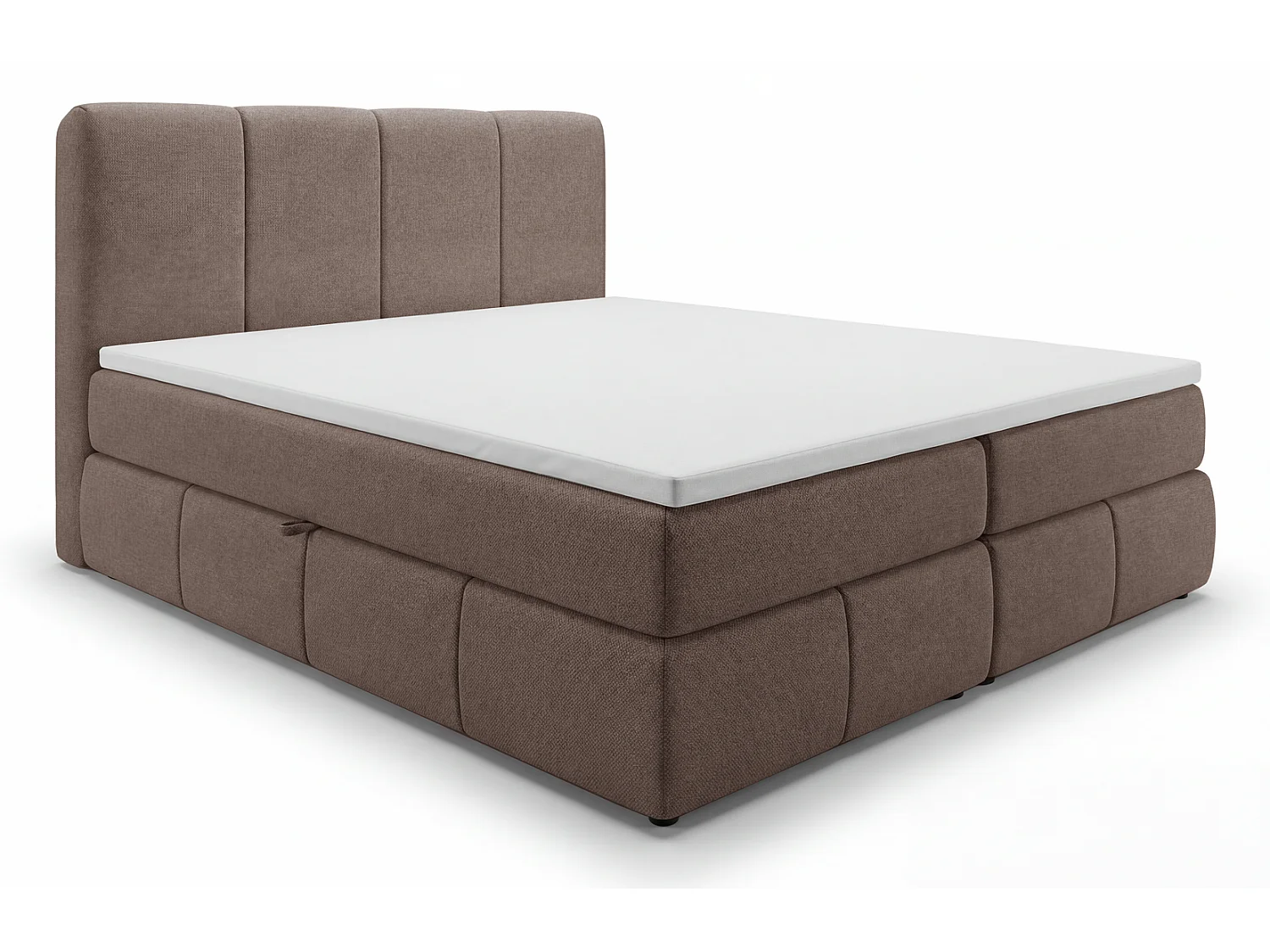 Łóżko kontynentalne 140x200 Sally z pojemnikiem, materac H3, topper - łóżko dwuosobowe, brązowy 5042498 - obrazek 1