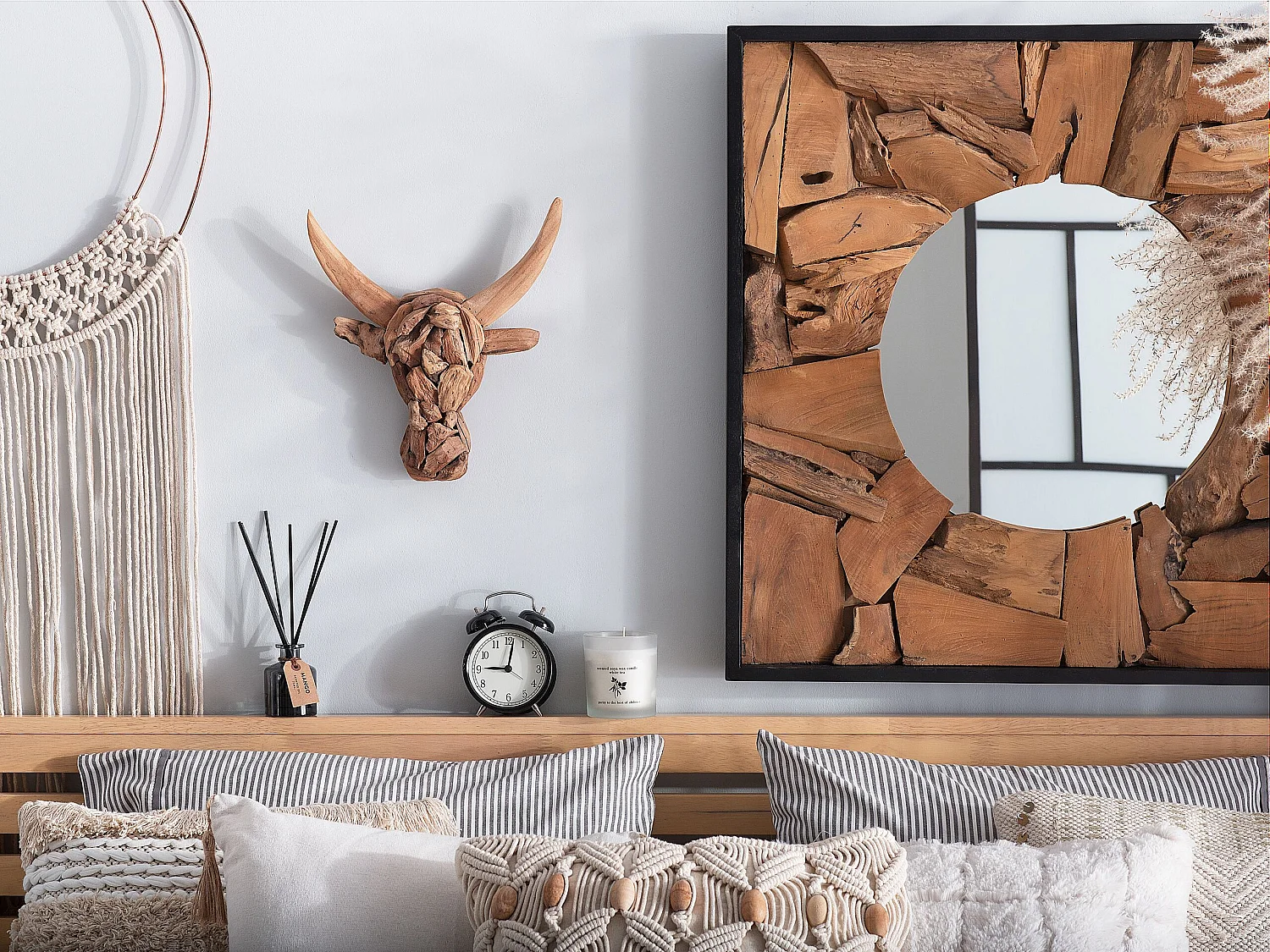 Figurka na ścianę Byk BULL HEAD Drewno 34 cm Brązowy 142567