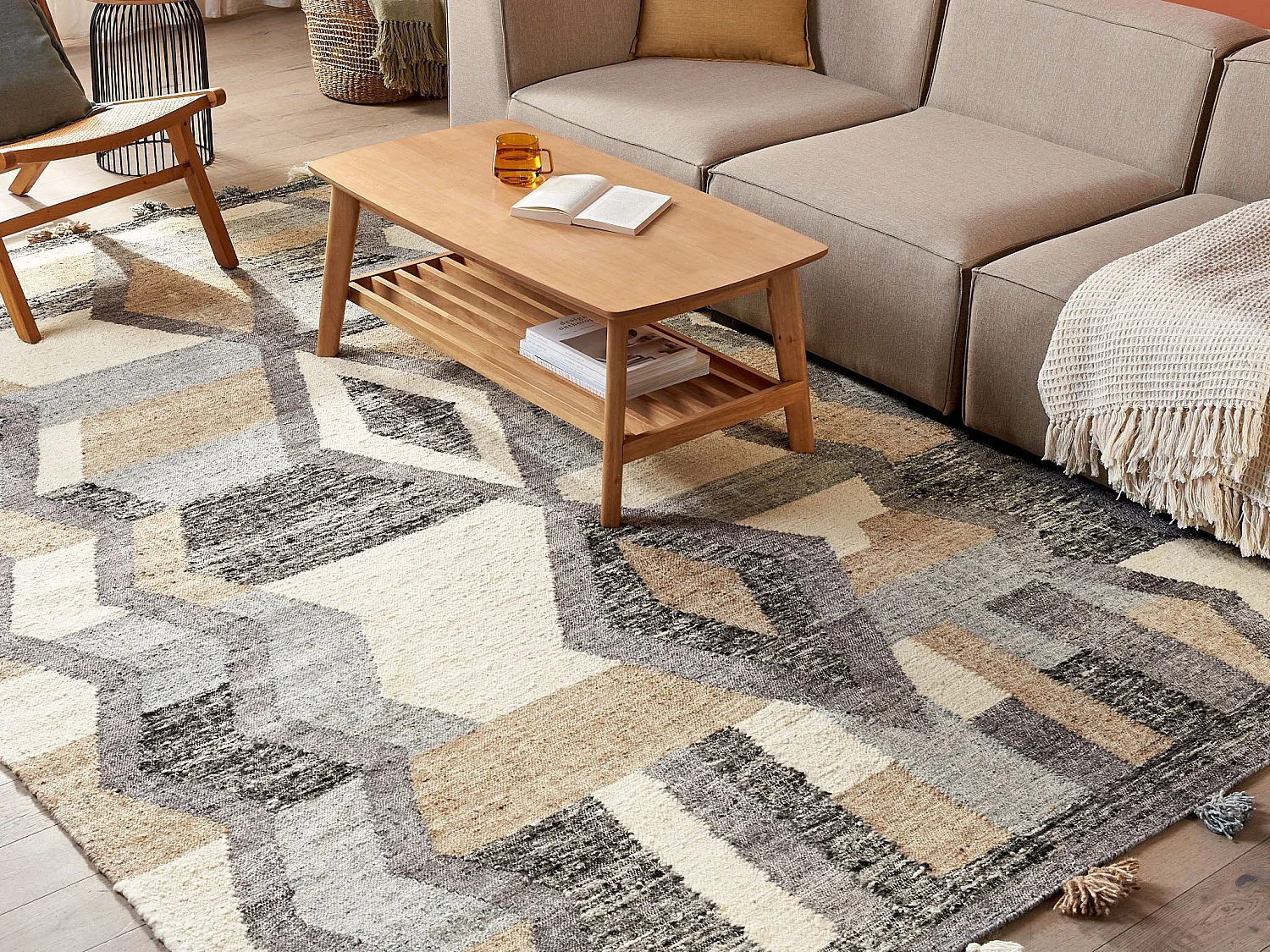 Dywan wełniany kilim 200 x 300 cm wielokolorowy AYGEZARD 1068491 - obrazek 1