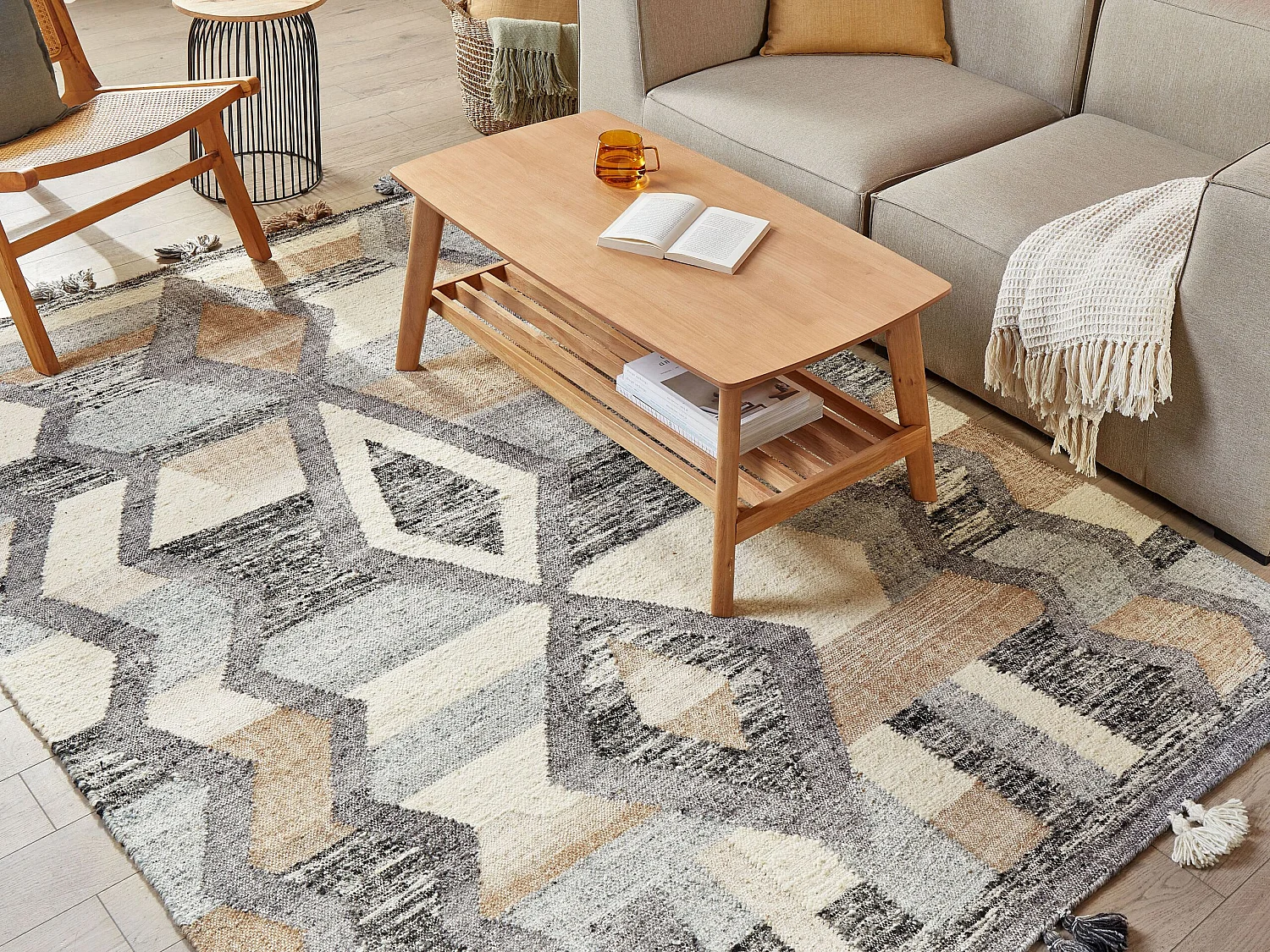 Dywan wełniany kilim 160 x 230 cm wielokolorowy AYGEZARD 1068517 - obrazek 1