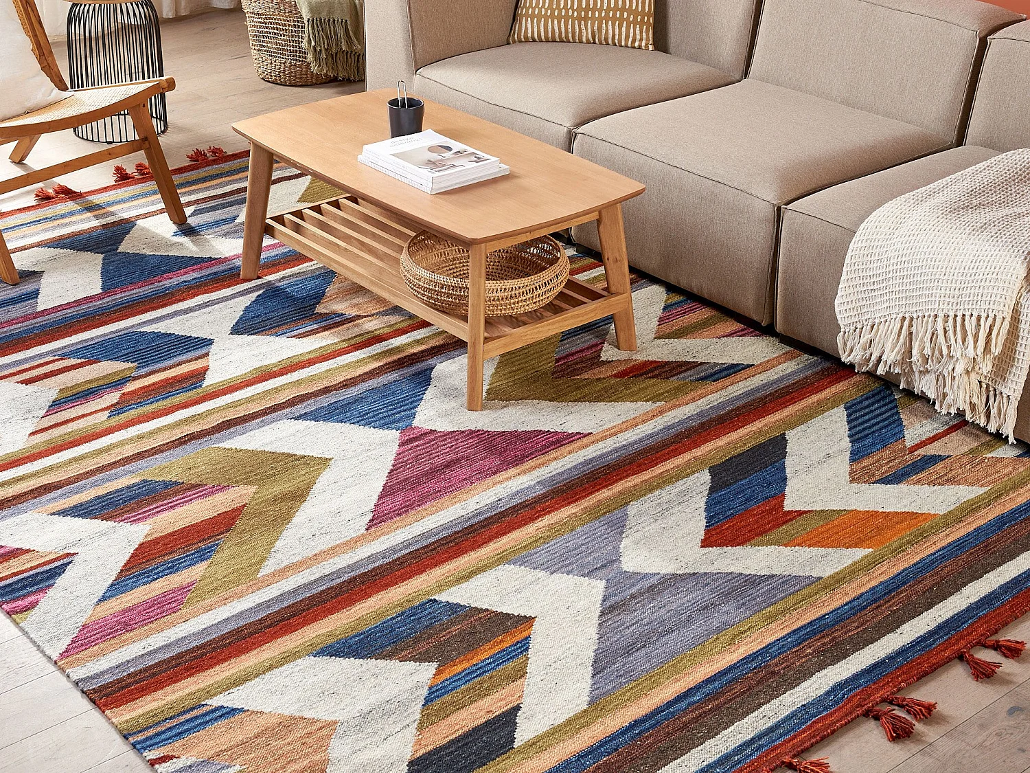 Dywan wełniany kilim 200 x 300 cm wielokolorowy MRGASHAT 1371275 - obrazek 1