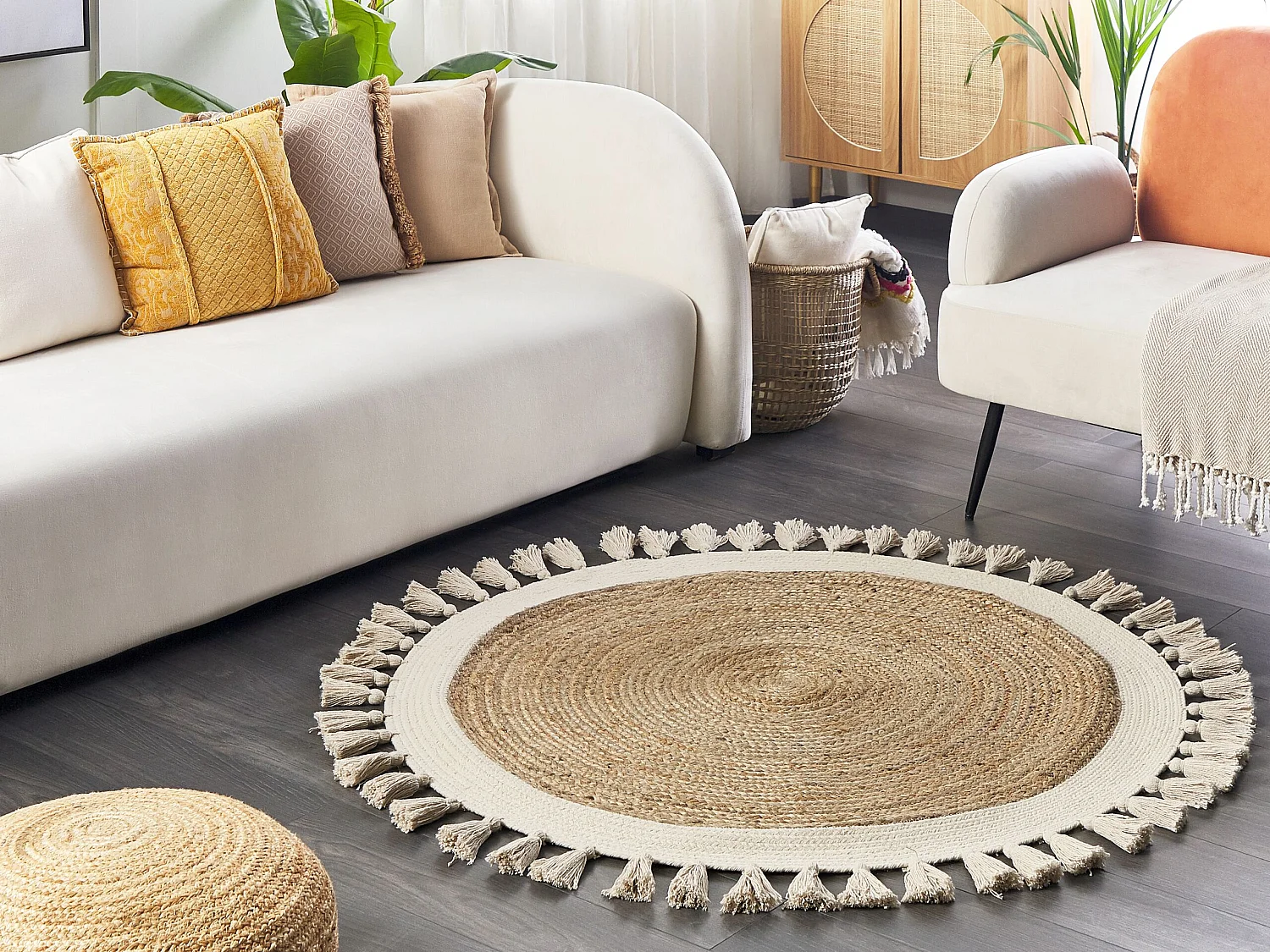 Dywan okrągły z juty ⌀ 120 cm beżowy SAMSUN 613643