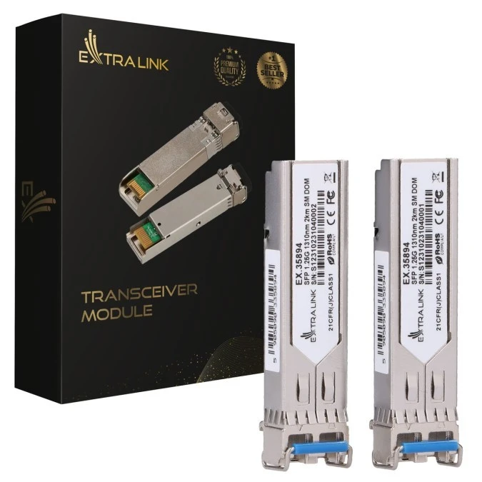 Moduł SFP 1,25Gbps, LC/UPC, 1310nm, 2km, single mode, DOM Extralink SFP 1.25G 2‑pack