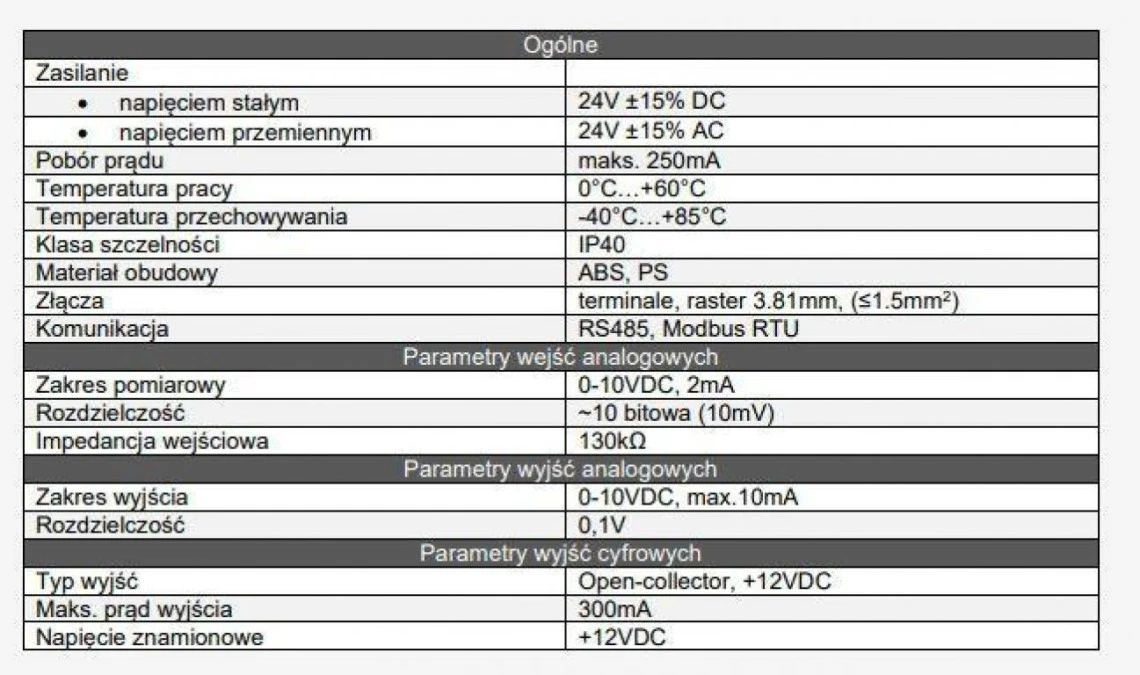 Moduł RS 485 Modbus RTU ‑ wejść wyjść I/O, 8 wejść uniwersalnych, 4 wyjścia analogowe, 4 wyjścia cyfrowe DIN SC‑UI8AO4DO4 - obrazek 3